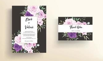 carte d'invitation de mariage élégante avec de belles décorations florales vecteur