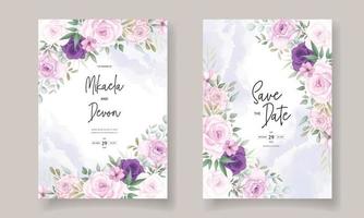 beaux dessins d'invitation de mariage avec de beaux ornements de fleurs vecteur