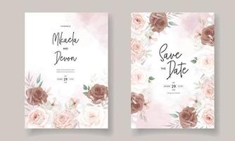 carte d'invitation de mariage élégante avec de belles décorations florales vecteur