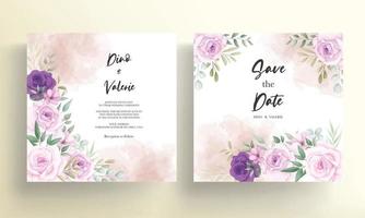 carte d'invitation de mariage élégante avec de belles décorations florales vecteur