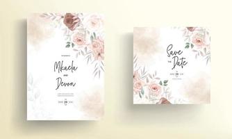 carte d'invitation de mariage élégante avec de belles décorations florales vecteur