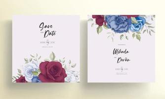 carte d'invitation de mariage élégante avec des ornements roses vecteur