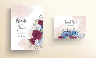 carte d'invitation de mariage avec de belles décorations florales vecteur