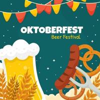 collation de saucisses à la bière au festival oktoberfest vecteur