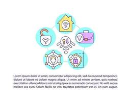 icônes de ligne de concept de types de réseau avec texte vecteur