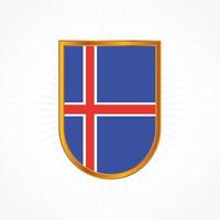 vecteur de drapeau de l'islande avec cadre de bouclier