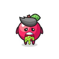 le personnage mignon de pomme avec vomi vecteur