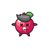 personnage de la pomme mignonne avec pose morte vecteur