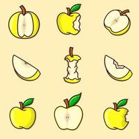 illustration vectorielle de pomme jaune set bundle isolé. pommes jaunes vecteur