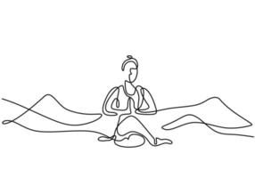 femme faisant du yoga dessin au trait continu vecteur