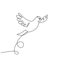 dessin continu d'une ligne d'oiseau hirondelle volant minimalisme vecteur