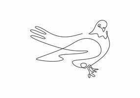 dessin continu d'une ligne. logo d'oiseau animal pigeon. vecteur