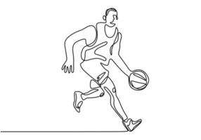 joueur de basket-ball une ligne dessin continu design minimalisme. vecteur