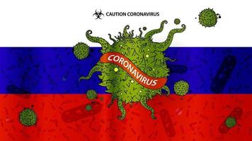 drapeau russie .signer le coronavirus. illustration vectorielle. vecteur