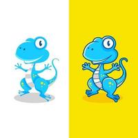 conception de deux tipes différents de dessin animé gecko bleu vecteur