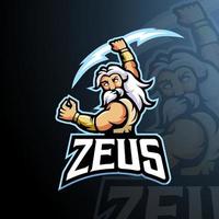 vecteur de conception de logo mascotte zeus avec illustration moderne