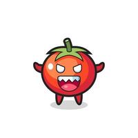 illustration du personnage de mascotte de tomates maléfiques vecteur