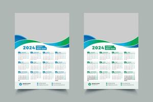 2024 mur calendrier conception. impression prêt un page moderne modèle conception pour 2024 vecteur