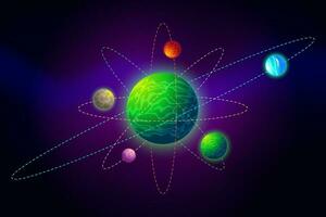 solaire système planètes dessin animé observatoire petit planètes Pluton Vénus Mercure Neptune Mars cratère étoiles et étoiles cosmos vecteur