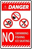 interdiction signe danger - non natation, pêche, la glace patinage vecteur