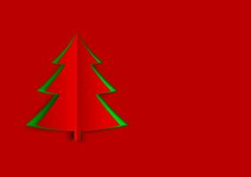 Noël arbre dans papier art style avec vert et rouge couleur. Noël abstrait Contexte avec rouge papier couche. vecteur