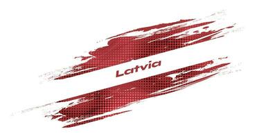 drapeau de Lettonie avec brosse style. nationale république de Lettonie drapeau sur blanc Contexte vecteur