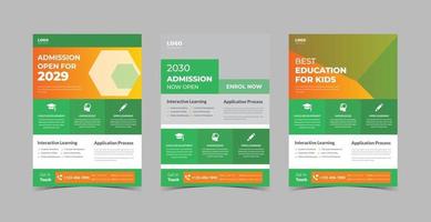 bundle de conception de flyer d'admission à l'école vecteur