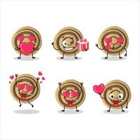biscuits spirale dessin animé personnage avec l'amour mignonne émoticône vecteur