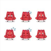 dessin animé personnage de rouge pudding avec somnolent expression vecteur