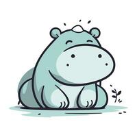 mignonne hippopotame. vecteur illustration de une dessin animé hippopotame.