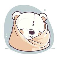 mignonne polaire ours enveloppé dans une foulard. vecteur illustration dans dessin animé style.