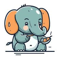 mignonne bébé l'éléphant avec cuillère. vecteur illustration pour votre conception.