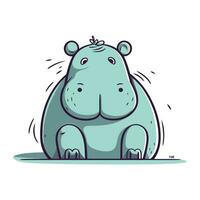 mignonne hippopotame. vecteur illustration de une dessin animé hippopotame.