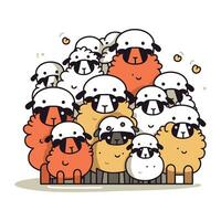 dessin animé des moutons grouper. vecteur illustration de mignonne dessin animé des moutons.