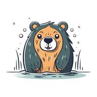 castor dans l'eau. mignonne dessin animé personnage. vecteur illustration.