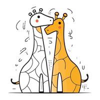 mignonne dessin animé girafe. vecteur illustration dans plat linéaire style.