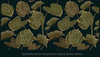 feuilles d'or illustration tropicale transparente vecteur