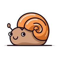 mignonne dessin animé escargot isolé sur une blanc Contexte. vecteur illustration.