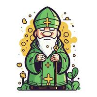 dessin animé Noël gnome dans vert vêtements. vecteur illustration.