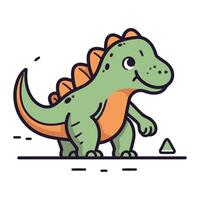 mignonne dessin animé dinosaure. vecteur illustration dans une plat linéaire style.