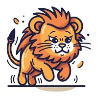 mignonne dessin animé Lion personnage. vecteur illustration de une sauvage animal.