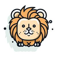 Lion icône. mignonne dessin animé animal personnage. vecteur illustration.