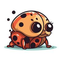 mignonne dessin animé coccinelle isolé sur blanc Contexte. vecteur illustration.