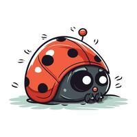 mignonne dessin animé coccinelle isolé sur blanc Contexte. vecteur illustration.