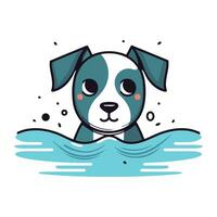 mignonne chien mascotte avec maillots de bain dans le mer vecteur illustration conception