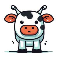 mignonne dessin animé vache sur une blanc Contexte. vecteur illustration de une vache.