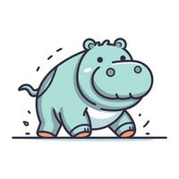 mignonne dessin animé hippopotame. vecteur illustration. plat conception.