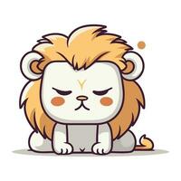 Lion mignonne dessin animé mascotte personnage plat vecteur illustration