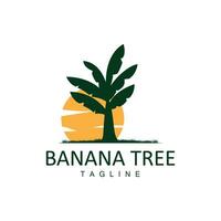 banane arbre logo, tropical fruit plante plat silhouette modèle illustration conception vecteur