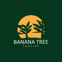 banane arbre logo, tropical fruit plante plat silhouette modèle illustration conception vecteur